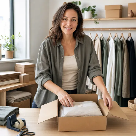 Propriétaire de boutique en ligne préparant une commande client